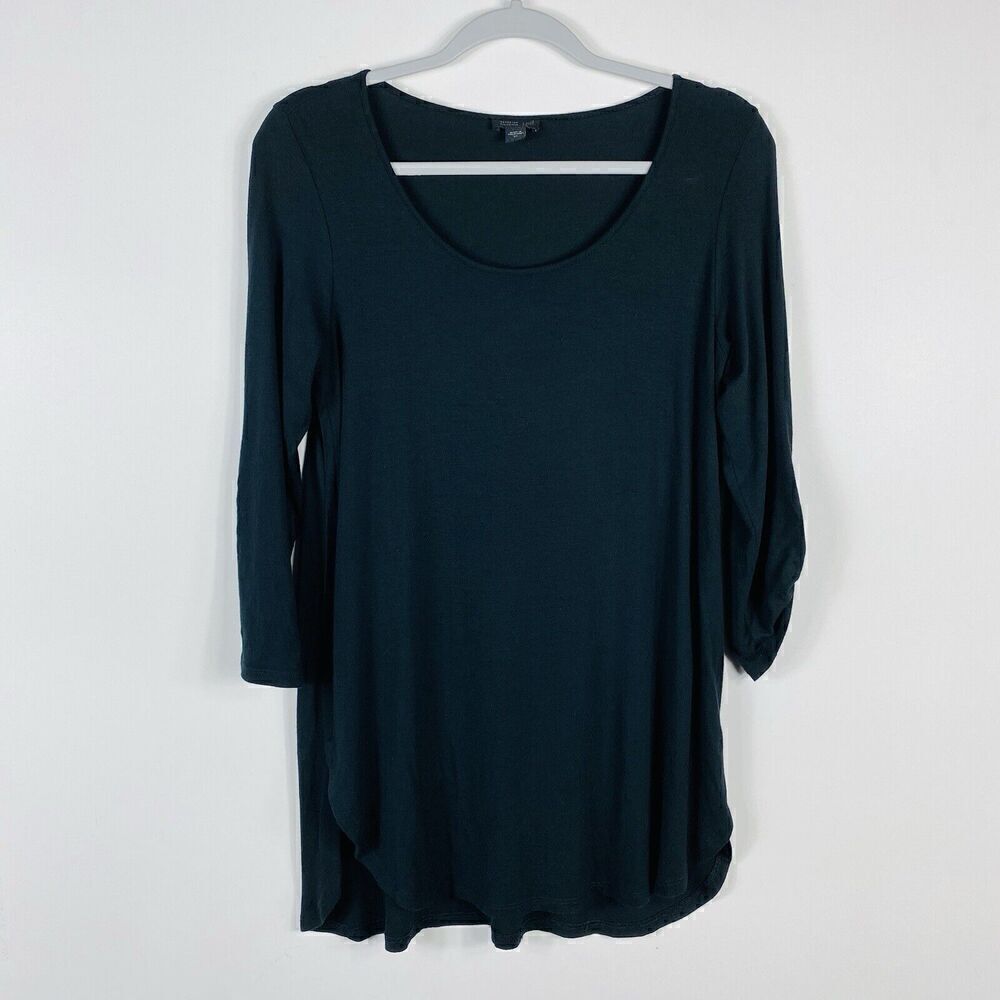 J. Jill Wearever Collection Size XS Roll Tab Sleeve Top Black
